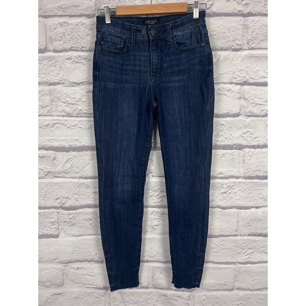 Judy Blue Womens 26 Minimalist Staple Edgy Mid Rise Raw Hem Skinny Jeans Stretch - Picture 3 of 15